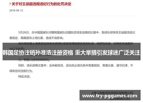 韩国足协注销孙准浩注册资格 重大举措引发球迷广泛关注 韩国足协注销孙准浩注册资格 重大举措引发球迷广泛关注